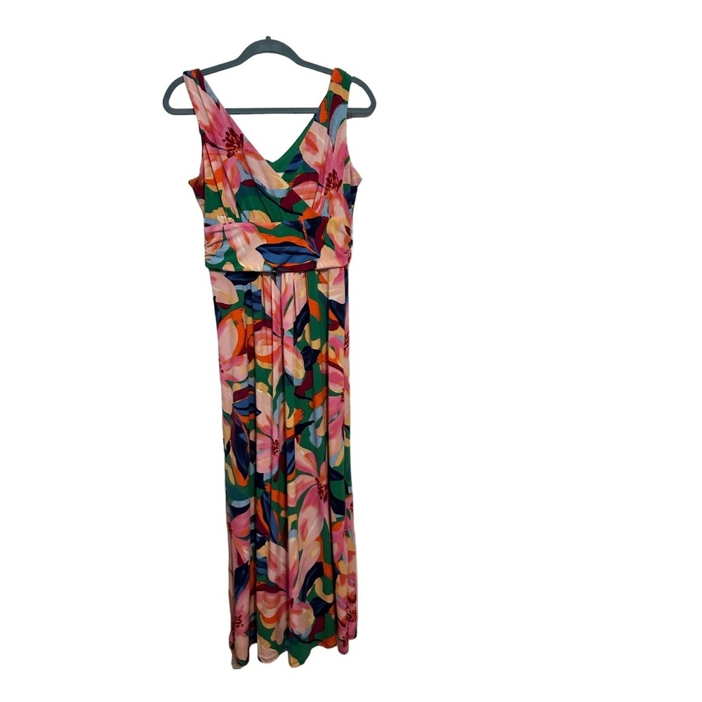 Pappagallo Maxi Dress Floral‎ Multicolor Small Excellent Ruched Empire Waist NWT
